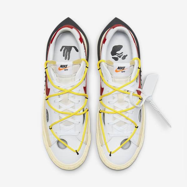 White / Yellow / Khaki / Red Nike Blazer Low 77 x Off-White™ Men's Sneakers | NK086PEW