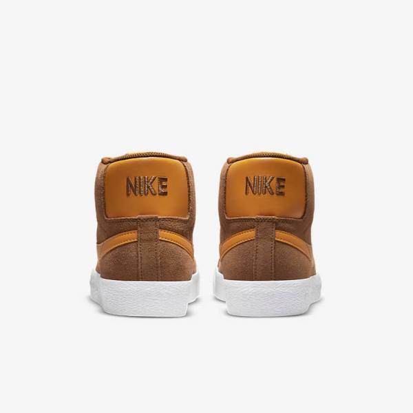 White / Yellow Nike SB Zoom Blazer Mid Women's Sneakers | NK142GYT