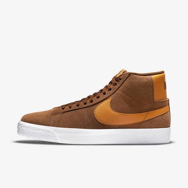 White / Yellow Nike SB Zoom Blazer Mid Women\'s Sneakers | NK142GYT