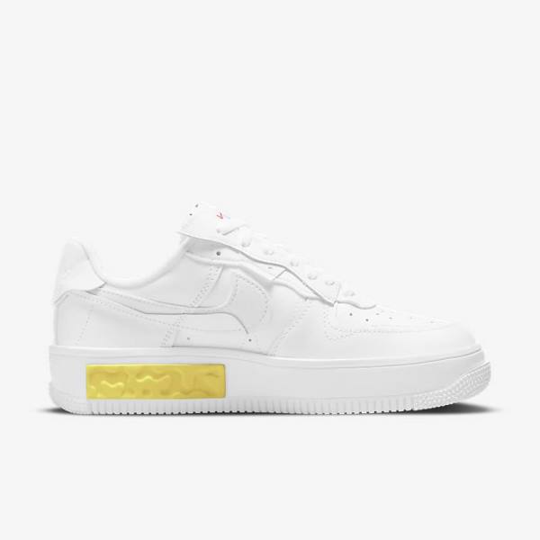 White / Yellow / White Nike Air Force 1 Fontanka Women's Sneakers | NK850RVJ