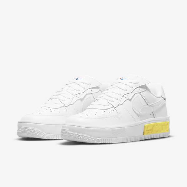 White / Yellow / White Nike Air Force 1 Fontanka Women's Sneakers | NK850RVJ