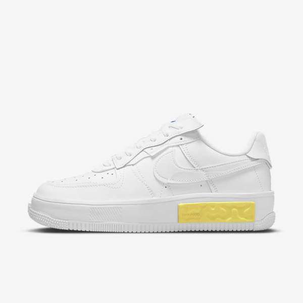 White / Yellow / White Nike Air Force 1 Fontanka Women\'s Sneakers | NK850RVJ