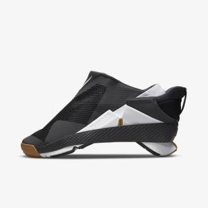 Black / Dark Grey / Gold / White Nike Go FlyEase Men's Sneakers | NK021OWV