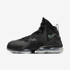 Black / Dark Grey / Green Nike LeBron 19 Women's Basketball Shoes | NK109ODU