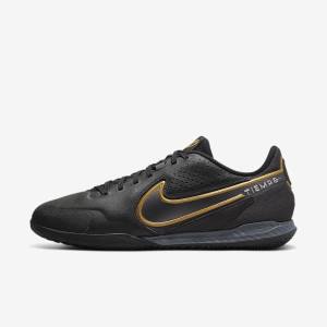 Black / Dark Grey / Metal Gold / Metal Dark Grey Nike React Tiempo Legend 9 Pro IC Indoor-Court Women's Football Shoes | NK062ZFJ