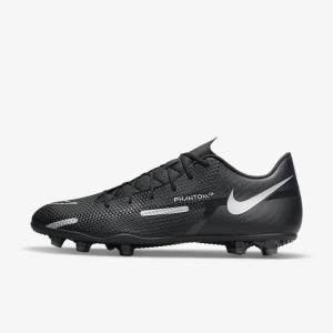 Black / Dark Grey / Metal Silver Nike Phantom GT2 Club MG Multi-Ground Men's Football Shoes | NK850WDG