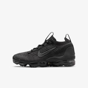 Black / Dark Grey Nike Air VaporMax 2021 FK Older Kids' Sneakers | NK830UDQ