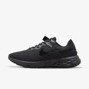 Black / Dark Grey Nike Revolution 6 FlyEase Next Nature Easy On-Off Road Men's Running Shoes | NK318AMR