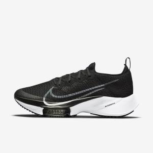 Black / Dark Grey / Platinum / White Nike Air Zoom Tempo NEXT% Road Men's Running Shoes | NK643CUF