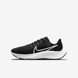 Black / Dark Grey / White Nike Air Zoom Pegasus 38 Older Road Kids' Running Shoes | NK690XGO