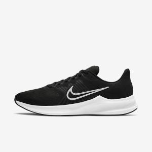 Black / Dark Grey / White Nike Downshifter 11 Road Men's Running Shoes | NK025PUE