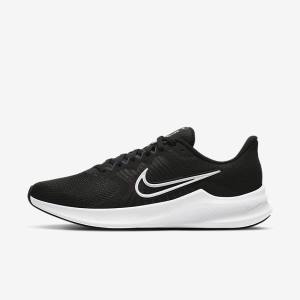 Black / Dark Grey / White Nike Downshifter 11 Road Women's Running Shoes | NK390TMX