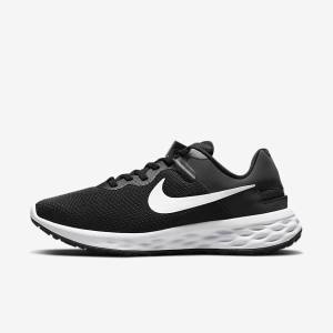 Black / Dark Grey / White Nike Revolution 6 FlyEase Next Nature Easy On-Off Road Women's Running Shoes | NK124ZKQ