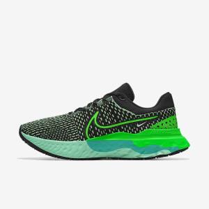 Black / Green Nike React Infinity Run 3 By You Custom Road Men's Running Shoes | NK275QCN