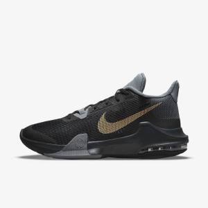 Black / Grey / Dark Grey / Metal Gold Nike Air Max Impact 3 Men's Basketball Shoes | NK401SYI