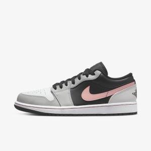 Black / Grey / White / Coral Nike Air Jordan 1 Low Men's Jordan Shoes | NK180WPE