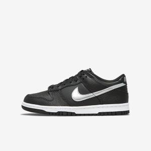 Black / Grey / White Nike Dunk Low Older Kids' Sneakers | NK529CGT