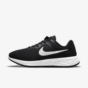 Black / Grey / White Nike Revolution 6 FlyEase Next Nature Easy-On-And-Off Road (Extra Wide) Men's Running Shoes | NK190DFY