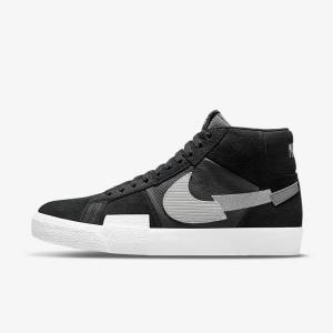 Black / Grey / White Nike SB Zoom Blazer Mid Premium Women's Skate Shoes | NK604KEG