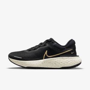 Black / Metal Gold Nike ZoomX Invincible Run Flyknit Road Women's Running Shoes | NK751DNQ