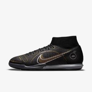 Black / Metal Silver / Grey / Metal Gold Nike Mercurial Superfly 8 Academy IC Indoor-Court Men's Football Shoes | NK280MFO