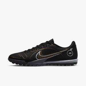 Black / Metal Silver / Grey / Metal Gold Nike Mercurial Vapor 14 Academy TF Turf Men's Football Shoes | NK854LCM