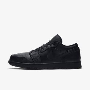 Black Nike Air Jordan 1 Low Men's Sneakers | NK301YZV