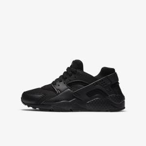 Black Nike Huarache Run Older Kids' Sneakers | NK684ORS