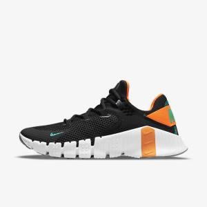 Black / Orange / White / Turquoise Nike Free Metcon 4 Women's Training Shoes | NK738TXZ