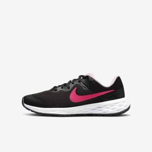 Black / Pink Nike Revolution 6 Older Road Kids' Running Shoes | NK402VPZ