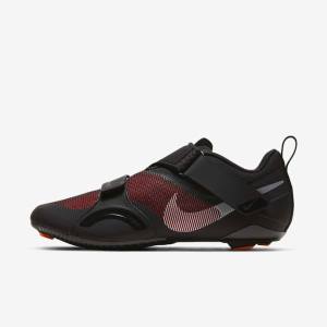 Black / Red / Metal Silver Nike SuperRep Cycle Indoor Cycling Men's Training Shoes | NK214WAL