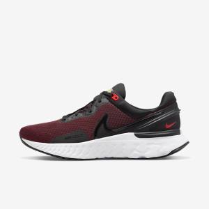 Black / Red / White Nike React Miler 3 Road Men's Running Shoes | NK530DJR