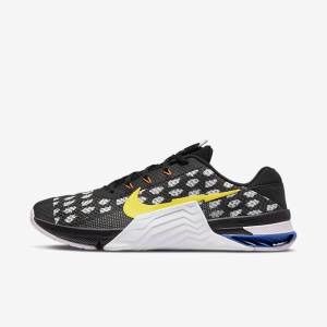 Black / White / Blue / Yellow Nike Metcon 7 Women's Training Shoes | NK150QWR