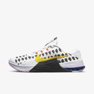 Black / White / Blue / Yellow Nike Metcon 7 Women's Training Shoes | NK617OBF