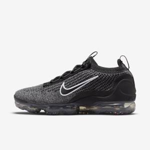 Black / White / Dark Grey / Black Nike Air VaporMax 2021 FK Men's Sneakers | NK042ESQ