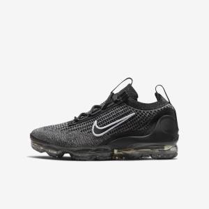 Black / White / Dark Grey / Black Nike Air VaporMax 2021 FK Older Kids' Sneakers | NK865SWG