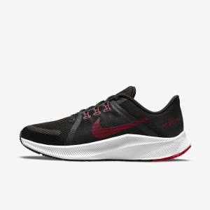 Black / White / Dark Grey / Red Nike Quest 4 Road Men's Running Shoes | NK309SJY