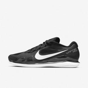 Black / White Nike NikeCourt Air Zoom Vapor Pro Clay Court Men's Tennis Shoes | NK529ATV