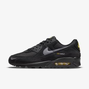 Black / Yellow / Metal Grey Nike Air Max 90 Men's Sneakers | NK174VYD