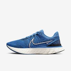 Blue / Black Nike React Infinity Run Flyknit 3 Road Men's Running Shoes | NK103YXC