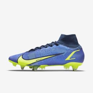 Blue Nike Mercurial Superfly 8 Elite SG-Pro AC Soft-Ground Men's Football Shoes | NK691LEX