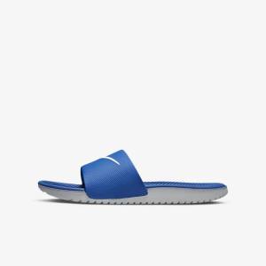 Blue / White Nike Kawa Older Kids' Slides | NK569QFX