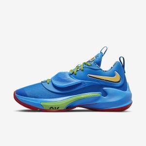 Blue / White / Red / Black Nike Zoom Freak 3 Men's Basketball Shoes | NK975QBK