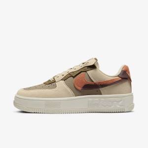 Burgundy / Khaki Nike Air Force 1 Fontanka Women's Sneakers | NK540SDH