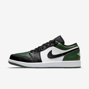 Green / White / Black Nike Air Jordan 1 Low Men's Jordan Shoes | NK025ZIQ