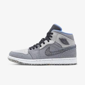 Grey / Black / Blue Nike Air Jordan 1 Mid SE Men's Sneakers | NK301ARN