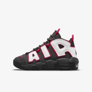 Grey / Black / Red / White Nike Air More Uptempo Older Kids' Sneakers | NK804VDF