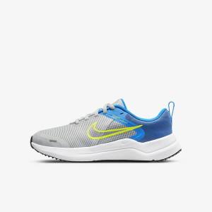 Grey / Blue Grey / Navy / Grey Nike Downshifter 12 Older Road Kids' Running Shoes | NK759GUK