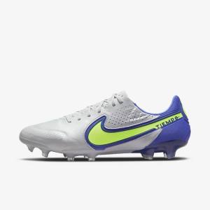 Grey / Blue Nike Tiempo Legend 9 Elite FG Firm-Ground Women's Football Shoes | NK531QIU