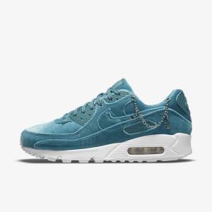 Grey Green / Metal Silver / White / Grey Green Nike Air Max 90 Premium Women's Sneakers | NK356NOR